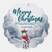 ユニコーンおもしろいメリークリスマスツリー雪の休日 オーナメントカード (正面)