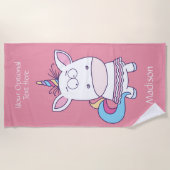 ユニコーンおもしろい名前をカスタムする&カラービーチタオル ビーチタオル (正面)