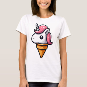 ユニコーンおもしろい恋人とアイスクリームのためのユニコーン・プン Tシャツ