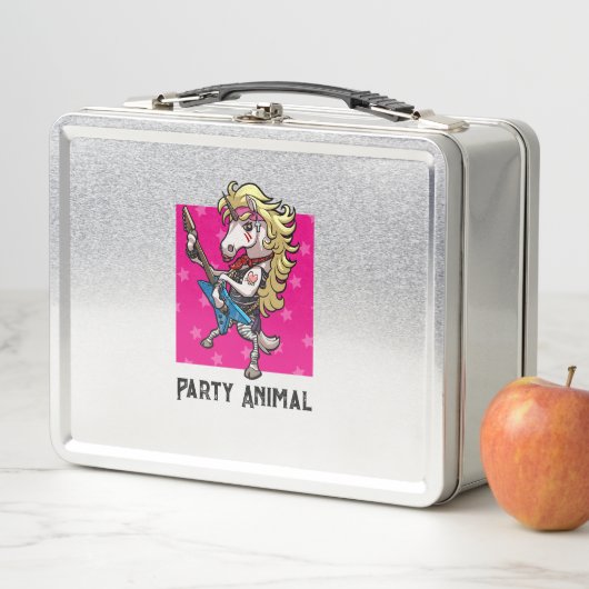ユニコーンおもしろい漫画パーティー動物グラムロッカー メタルランチボックス (インサイチュ)