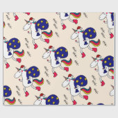 ユニコーンおよびクリスマス ラッピングペーパー (フラット)