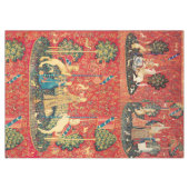 ユニコーンおよびゴシック様式ファンタジーの花の花のモチーフ テーブルクロス (正面(横))