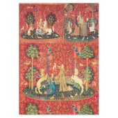 ユニコーンおよびゴシック様式ファンタジーの花の花のモチーフ テーブルクロス (正面)