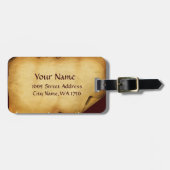 ユニコーンおよびファンタジーフローラパーチメントモノグラム ラゲッジタグ (正面横)