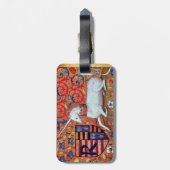 ユニコーンおよびファンタジーフローラパーチメントモノグラム ラゲッジタグ (裏面縦)