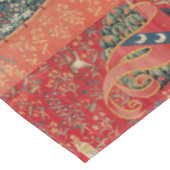 ユニコーンおよび女性PLAYING ORGAN、動物の赤い緑 テーブルクロス (アングル)