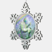 ユニコーンおよび蝶 スノーフレークピューターオーナメント (右)