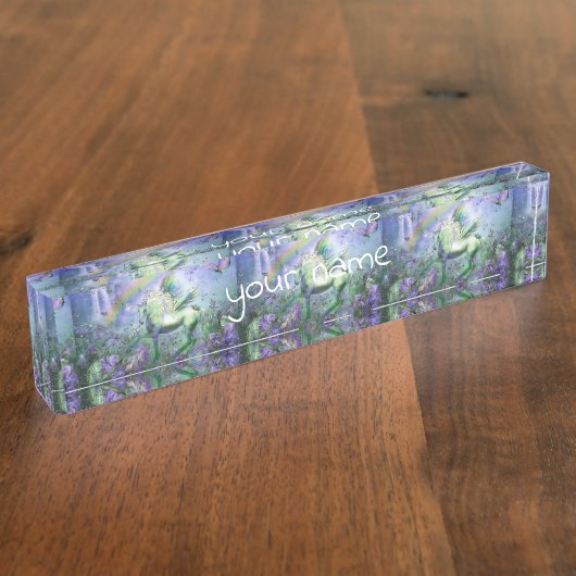 ユニコーンおよび蝶 デスクネームプレート (側面)