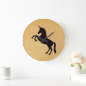 ユニコーンおよび金ゴールドグリッター ラージ壁時計 (ホーム)