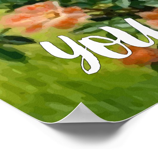 ユニコーンお母さんとベビーが花の中で春 ポスター (角)