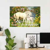 ユニコーンお母さんとベビーが花の中で春 ポスター (ホームオフィス)