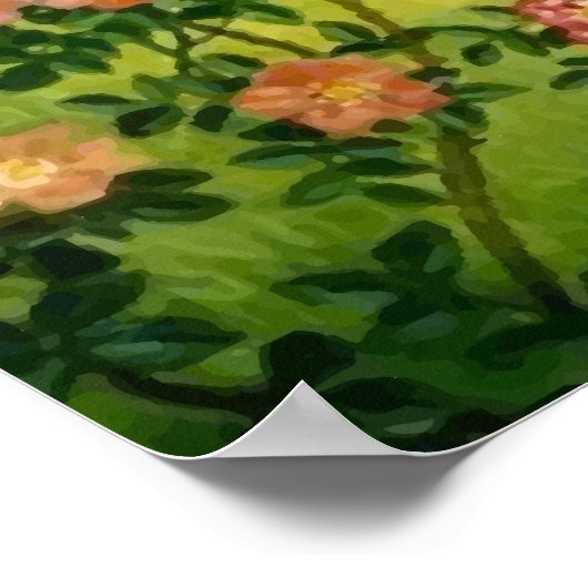 ユニコーンお母さんとベビーが花の中で春 ポスター (角)