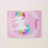 ユニコーンお洒落かわいいピンクの星 ジグソーパズル (横)