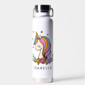 ユニコーンお洒落のガーリー名パーソナライズされた前 ウォーターボトル (背面)