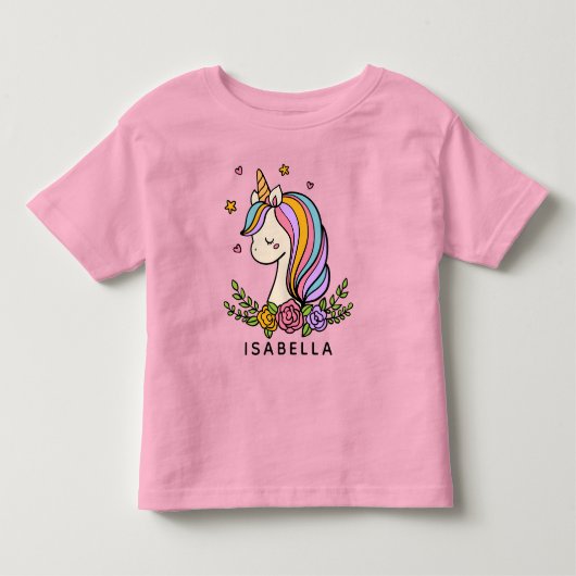 ユニコーンお洒落のガーリー名パーソナライズされた前 トドラーTシャツ (正面)