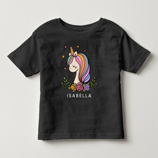ユニコーンお洒落のガーリー名パーソナライズされた前 トドラーTシャツ (正面)