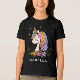 ユニコーンお洒落のガーリー名パーソナライズされた前 トライブレンドTシャツ