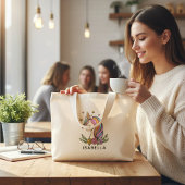 ユニコーンお洒落のガーリー名パーソナライズされた前 ミニトートバッグ