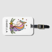 ユニコーンお洒落のガーリー名パーソナライズされた前 ラゲッジタグ (正面横)