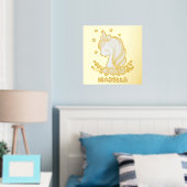 ユニコーンお洒落のガーリー名パーソナライズされた前 箔ポスター (インサイチュ (寝室))