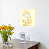 ユニコーンお洒落のガーリー名パーソナライズされた前 箔ポスター (レイダウン (キッチン))