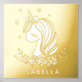 ユニコーンお洒落のガーリー名パーソナライズされた前 箔ポスター (正面)