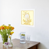 ユニコーンお洒落のガーリー名パーソナライズされた前 箔ポスター (レイダウン (キッチン))