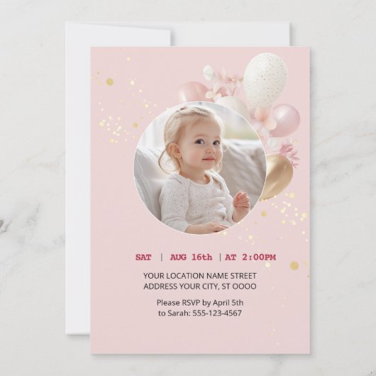 ユニコーンお洒落の誕生日(1回目) 招待状 (裏面)