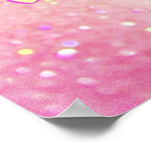 ユニコーンお洒落ガールズマジカルピンクかわいい ポスター (角)