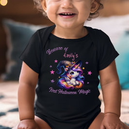 ユニコーンお洒落ガールファースト・ハロウィン・パーソナライズ ベビーボディスーツ