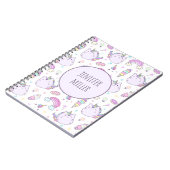 ユニコーンお洒落キッズガールパーソナライズされたズ名 ノートブック (左側)