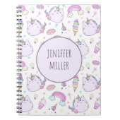 ユニコーンお洒落キッズガールパーソナライズされたズ名 ノートブック (正面)