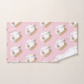 ユニコーンお洒落ピンクパターン バスタオルセット (ハンドタオル)