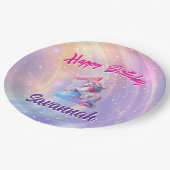 ユニコーンお洒落ファースト誕生日プレート ペーパープレート (アングル)