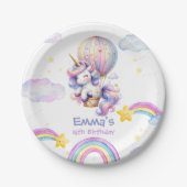 ユニコーンお洒落ホットエアバルーン誕生日テープ ペーパープレート (正面)