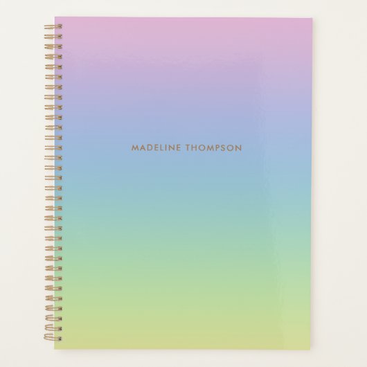 ユニコーンお洒落レインボーシンプルン名モノグラム プランナー手帳 (正面)