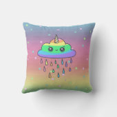 ユニコーンお洒落レインボー,雨グラデーション クッション (裏面)