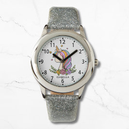 ユニコーンお洒落可愛いガーリーピンクのフローラガール 腕時計