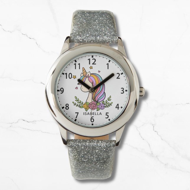 ユニコーンお洒落可愛いガーリーピンクのフローラガール 腕時計 (クリエイターアップロード済み)