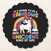 ユニコーンお洒落可愛おもしろいい虹とユニコーン ペーパーコースター (正面)