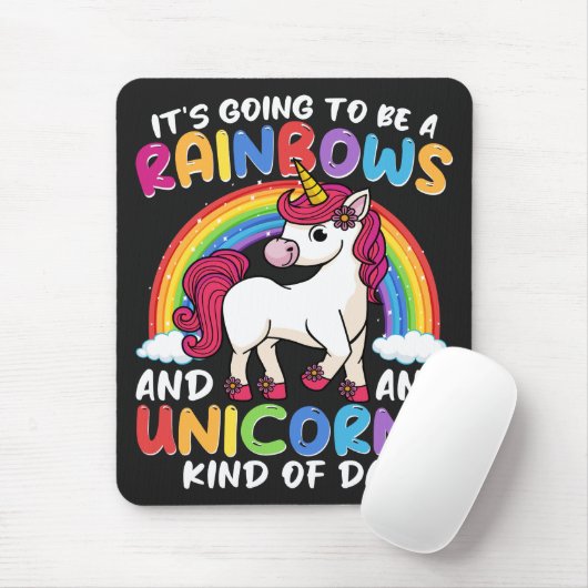 ユニコーンお洒落可愛おもしろいい虹とユニコーン マウスパッド (マウス)