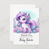 ユニコーンお洒落威厳のあるベビーシャワー サンキューカード (正面/裏面)