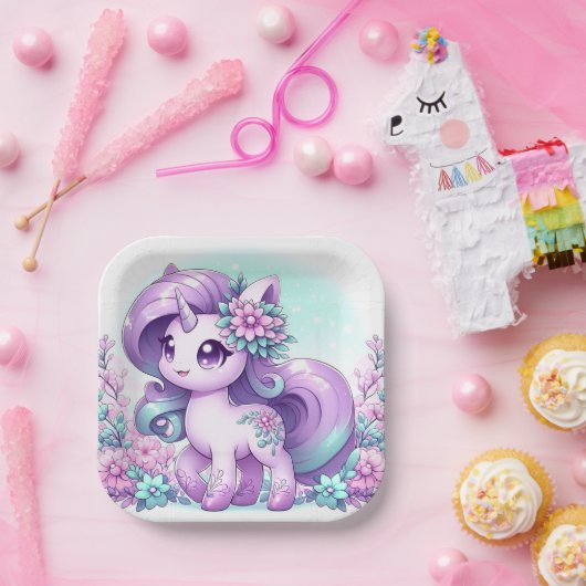 ユニコーンお洒落威厳のあるベビーシャワー ペーパープレート (パーティー)