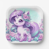 ユニコーンお洒落威厳のあるベビーシャワー ペーパープレート (正面)