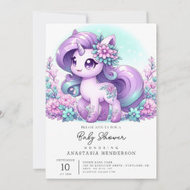 ユニコーンお洒落威厳のあるベビーシャワー 招待状