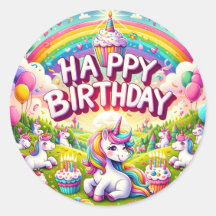 ユニコーンお洒落誕生日シール