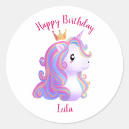 ユニコーンお洒落誕生日 ラウンドシール