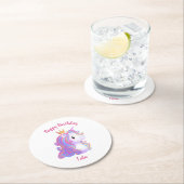 ユニコーンお洒落誕生日 ラウンドペーパーコースター (インサイチュ)