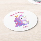 ユニコーンお洒落誕生日 ラウンドペーパーコースター (アングル)