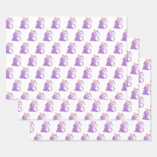 ユニコーンお洒落誕生日 ラッピングペーパーシート (セット)